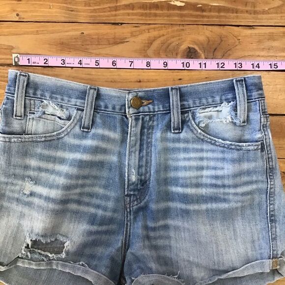 LEVIS Y2K distressed jeans shorts ripped 100% cotton soft denim high waist 29 - Picture 8 of 12